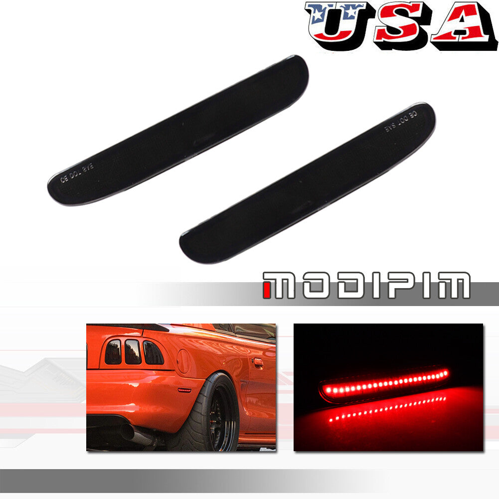 2 Pack/Set Smoked Rear LED Side Marker Lights for 94 95 96 97 98 for Mustang - v