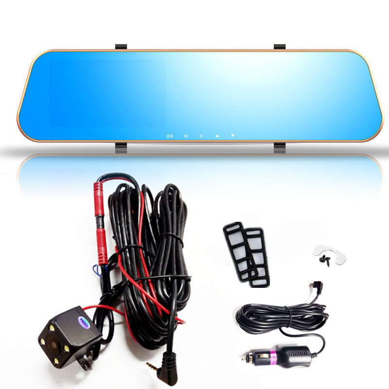 1080P Dual Lens Mirror Rearview Reverse Backup 4.3 Video Recorder camera