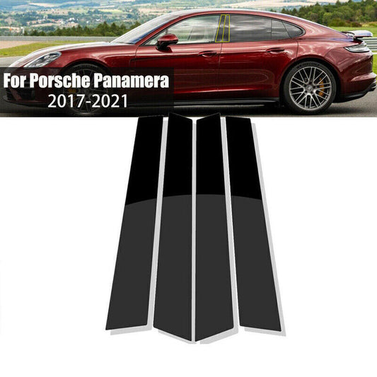 for Porsche for Panamera 2017-21 Piano Black Pillar Posts Door Window Molding Strip