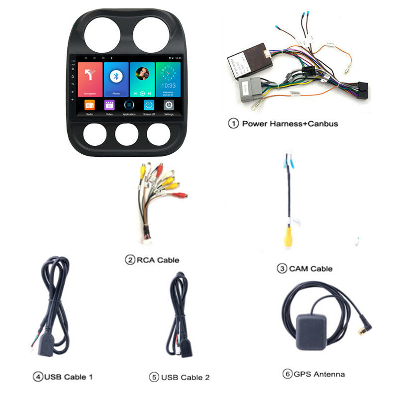 Car Wifi Android For Compass 10 - 16 Radio Multimedia Video Play Navigation GPS