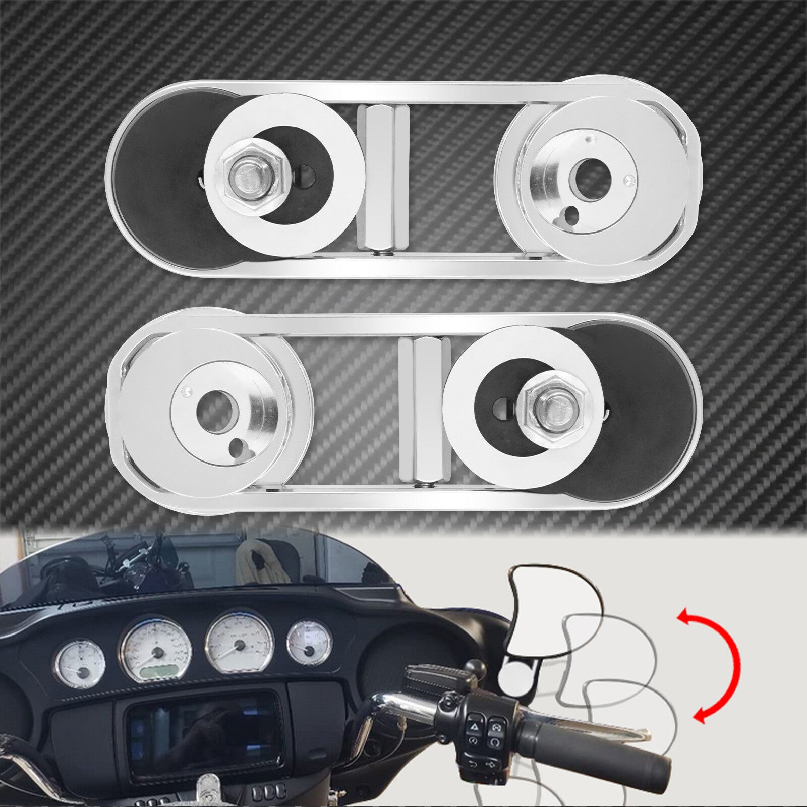 180¡ã Adjustable Drop Mirror Mount Chrome Fit for Harley Street Glide 2014-2022