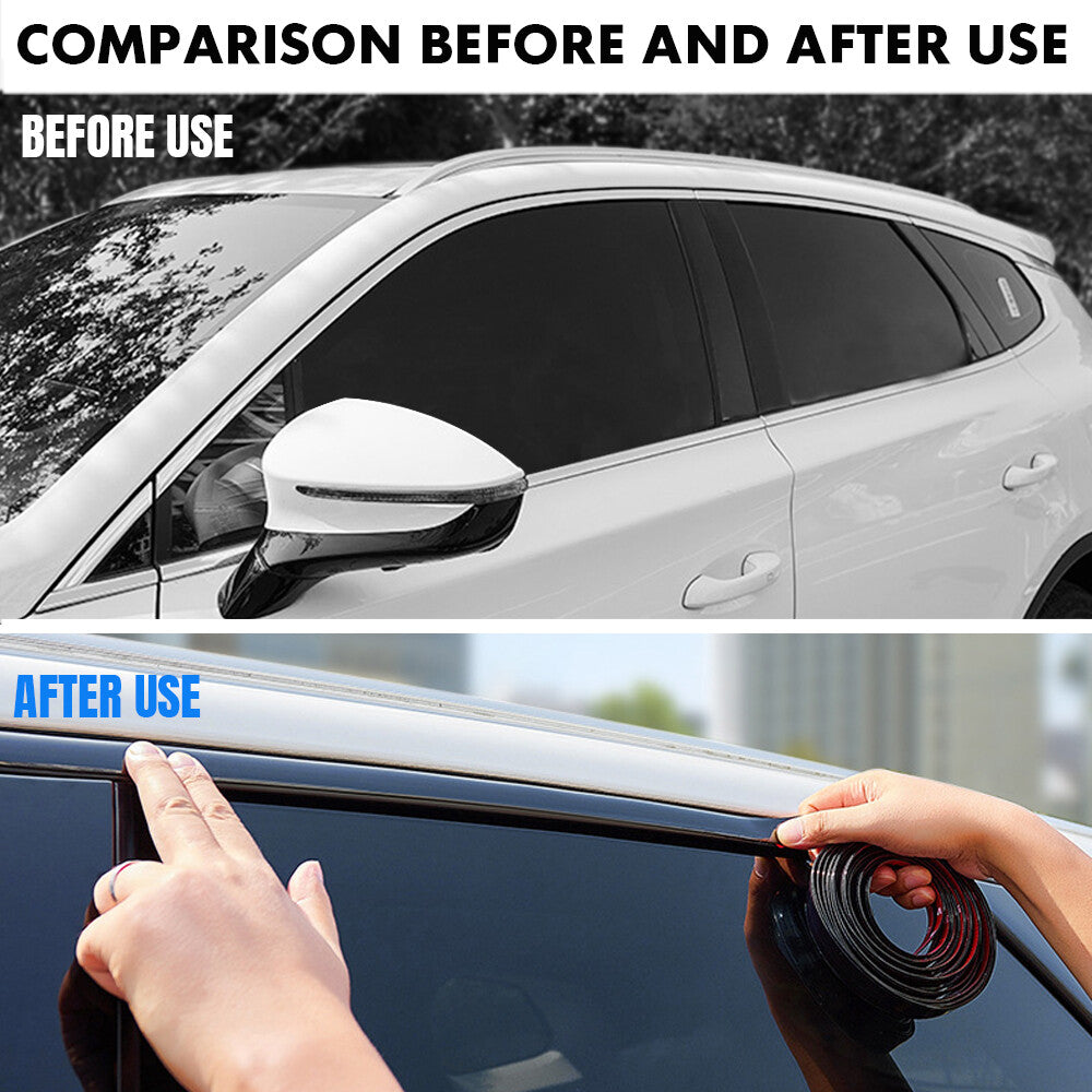 0.4-inch Gloss Black Striped Car Side Door Collision Protection Decorative Tape Sticker - n