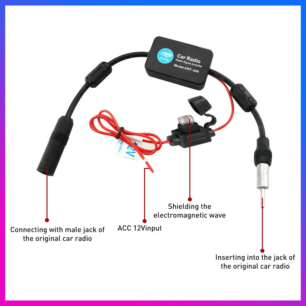 Vehicle-mounted stereo FM and AM radio signal antenna amplifier, automatic air amplifier booster Q