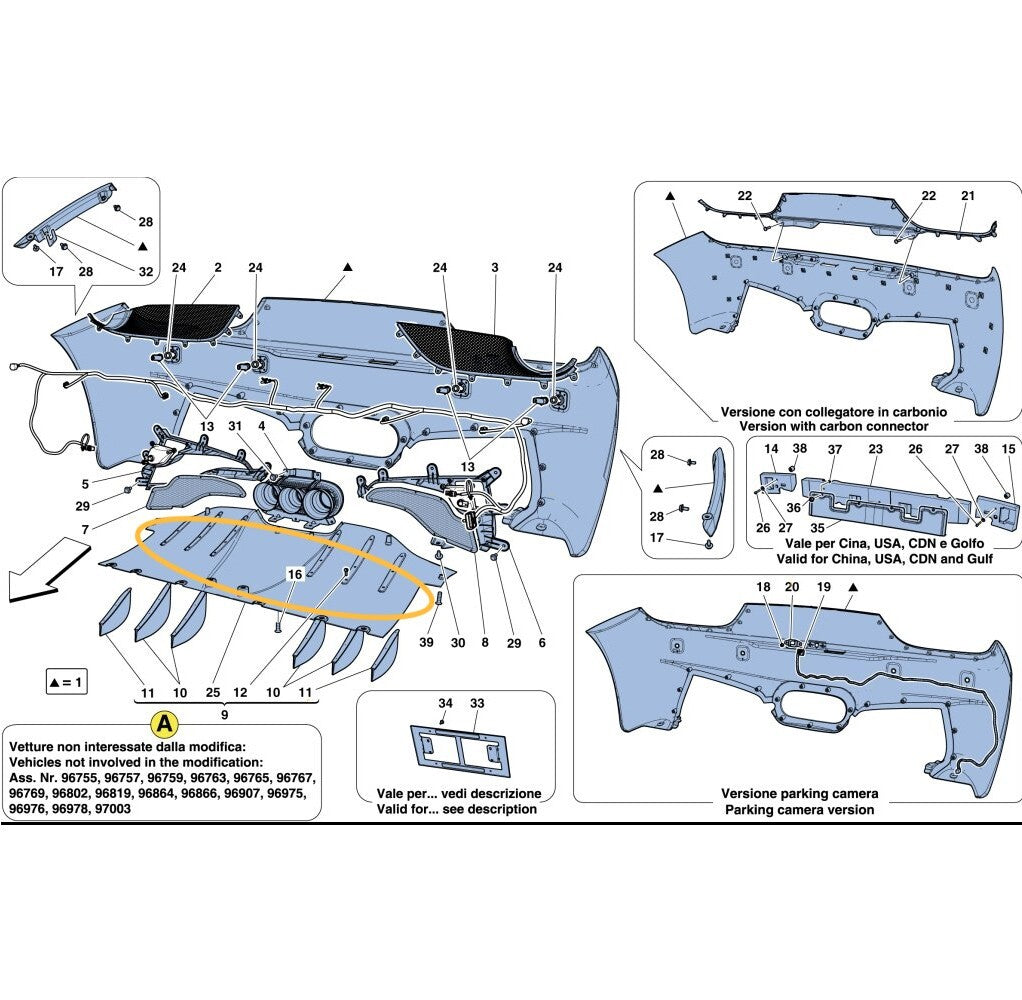 Equipment Manufacturer ( ): 83916510- (for the lower diffuser guide plate of the for Ferrari 458 Italia Spider)