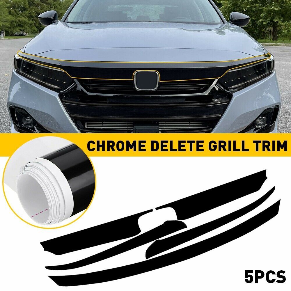Gloss Black Fits 2021-2022 for Honda Accord Chrome Delete Front Grille Cover Trims