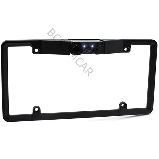 LED License Plate Frame Mount Backup Reverse Parking Sensor With Camera Kit