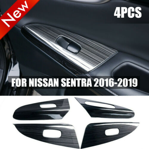Brushed Pattern Window Lift Panel Switch Cover Trim for Nissan Sentra 2013-2019