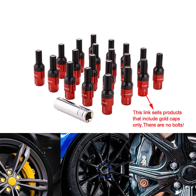 20-piece red wheel lug bolt nail kit, replacement caps 28mm, suitable for most aftermarket applications.