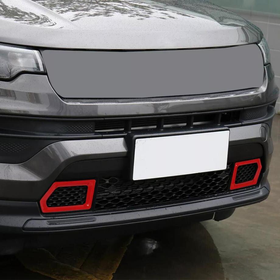 For 2022-2025 for Jeep Compass ABS Red Front Bumper Grille Cover Trim Decor Frame 2P v
