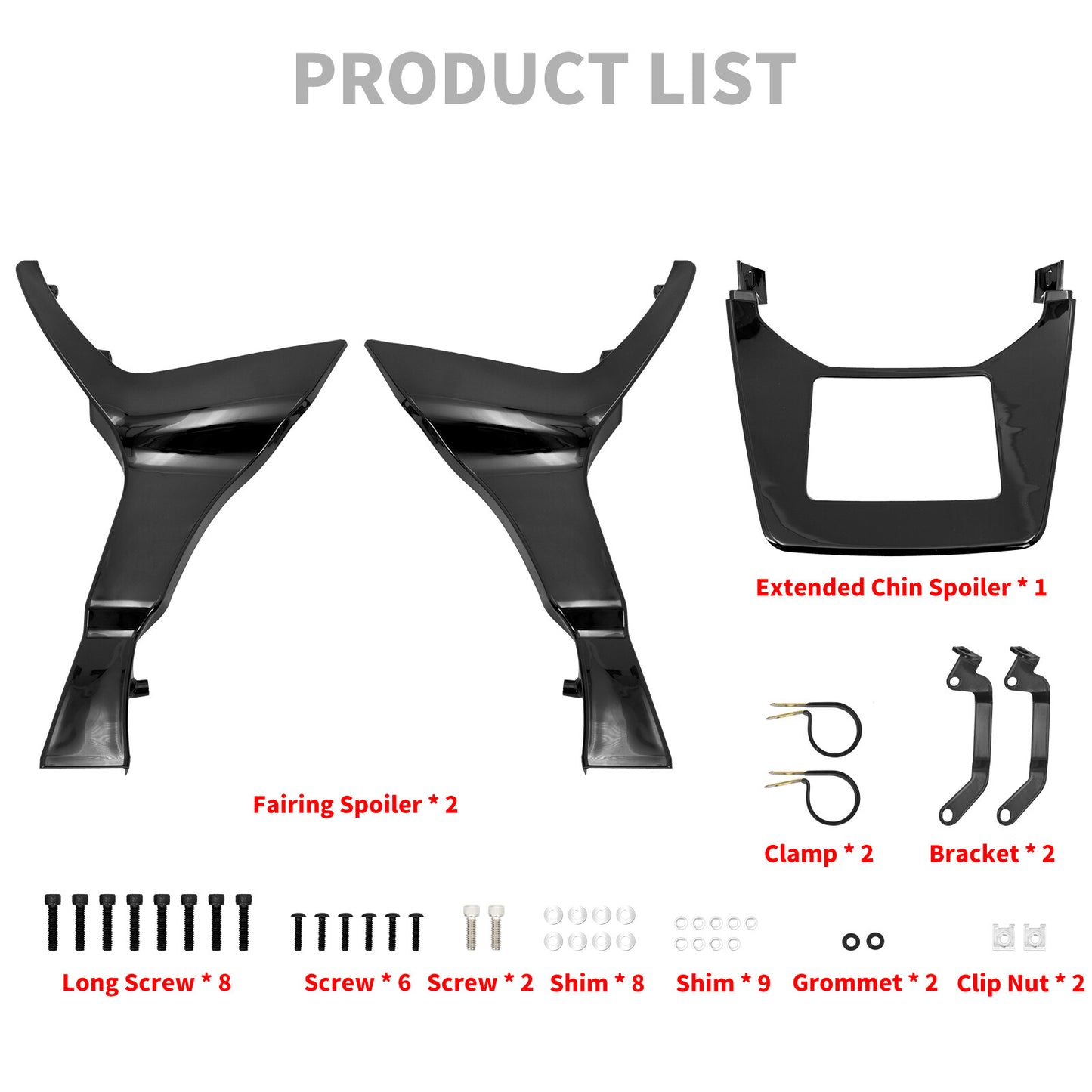 Gloss Black Fairing Spoilers Cover Fit for Harley Touring Road Glide FLTR 17-23
