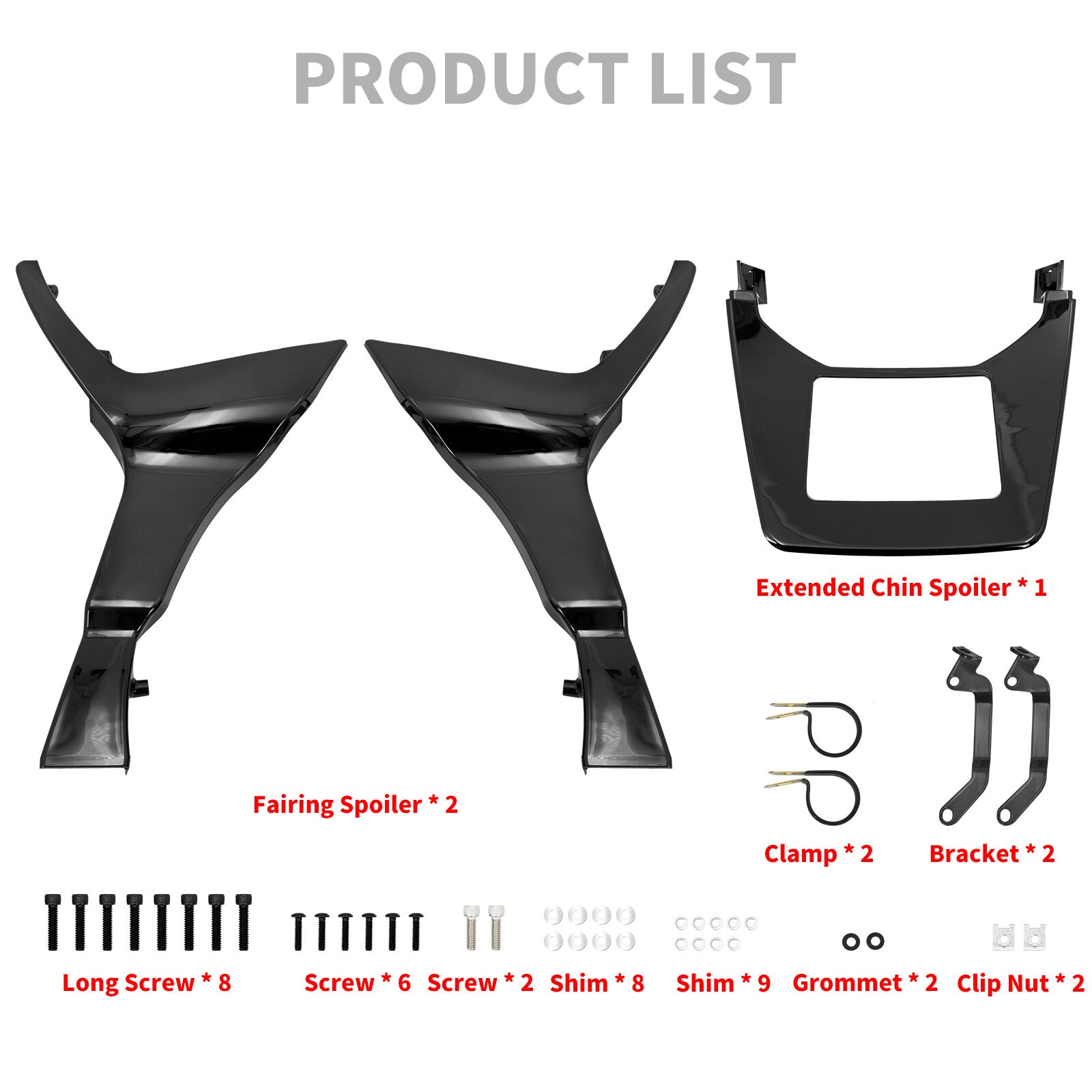 Gloss Black Fairing Spoilers Cover Fit for Harley Touring Road Glide FLTR 17-23