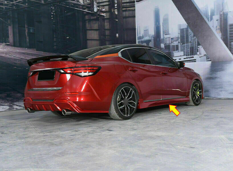 Red Side Skirts Extension Spoiler Lip Guard Bodykit for Nissan Sentra 2020-2022