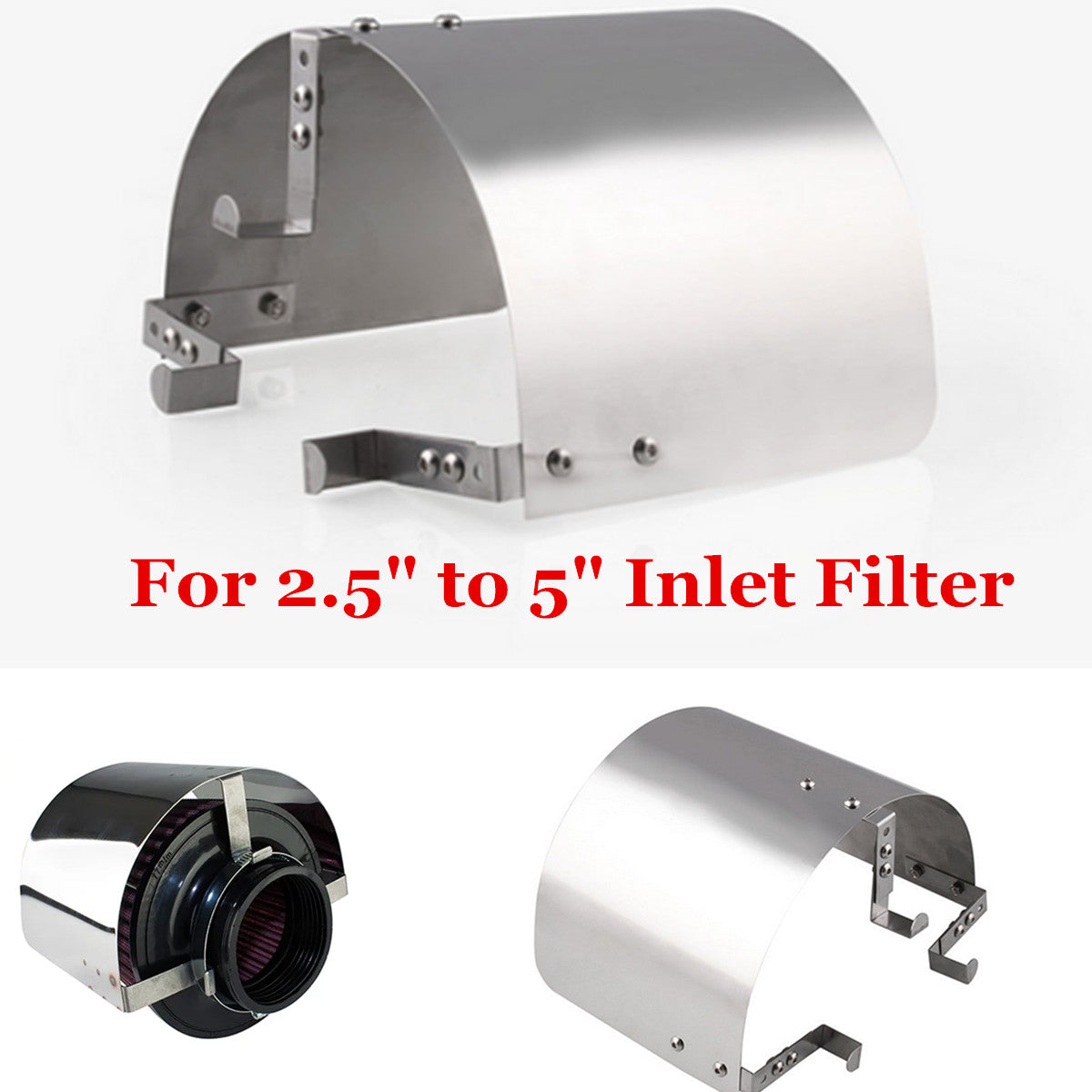 New 2.5-5 Cone Filter Air Intake Heat Shield Cover Stainless Steel Accessory