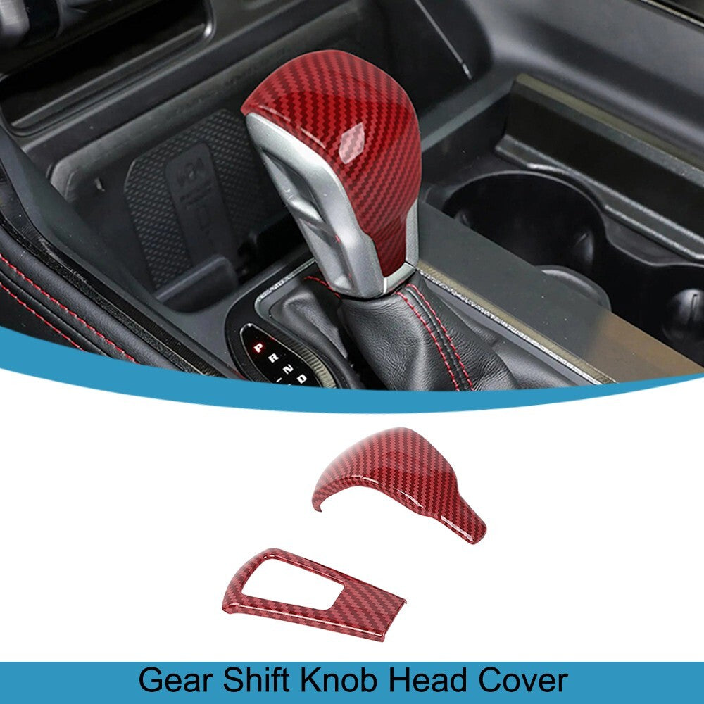 Red Carbon Fiber Gear Shift Knob Head Cover Trim for Dodge for Ram TRX 2018-2023