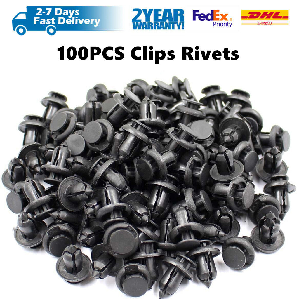 100PCS 10mm Bumper Clips Hood Fender Push Rivets Retainer Fasteners for Honda