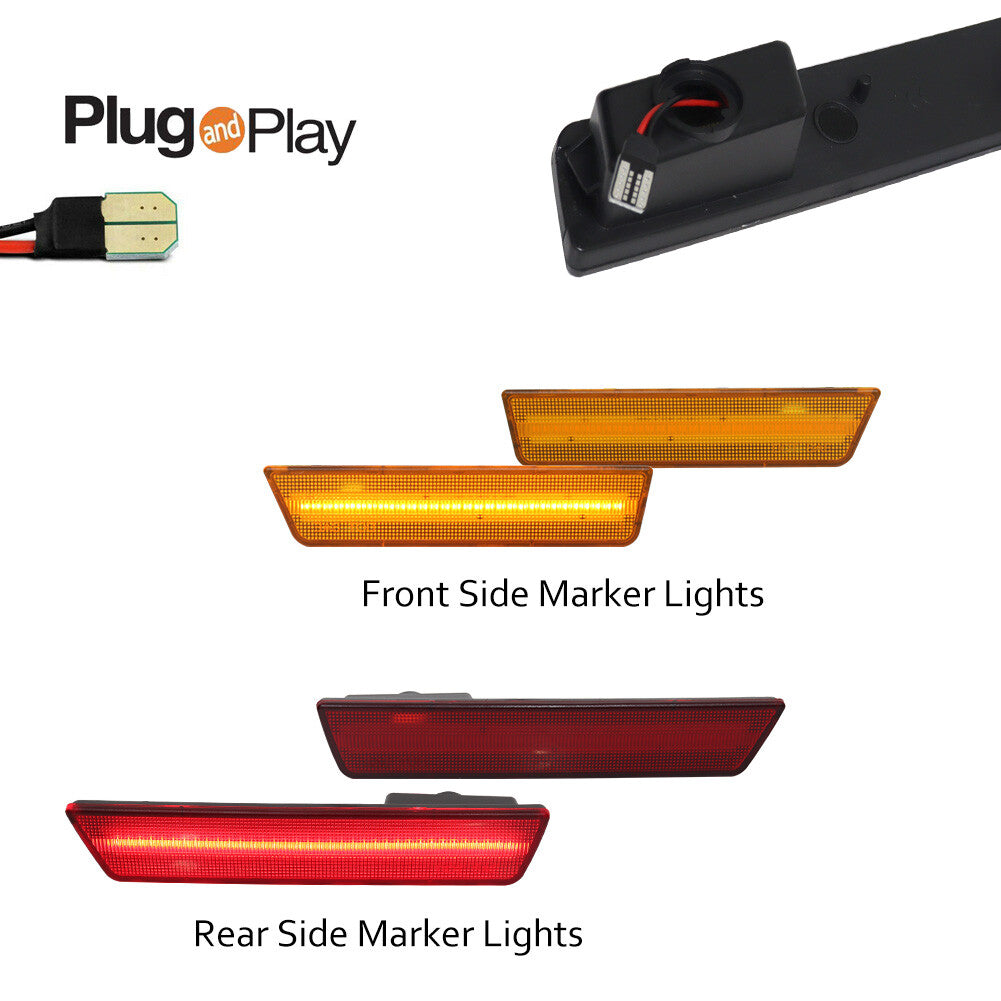 Amber/Red LED Side Marker Parking Lights 4-Piece Set for 08-14 for Dodge for Challenger - v