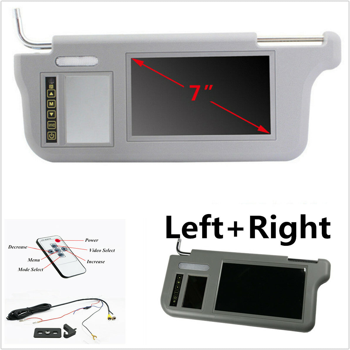 A pair of Sunvisor rearview mirror screen LCD displays for DVD/VCD/GPS/TV Touch buttons - n