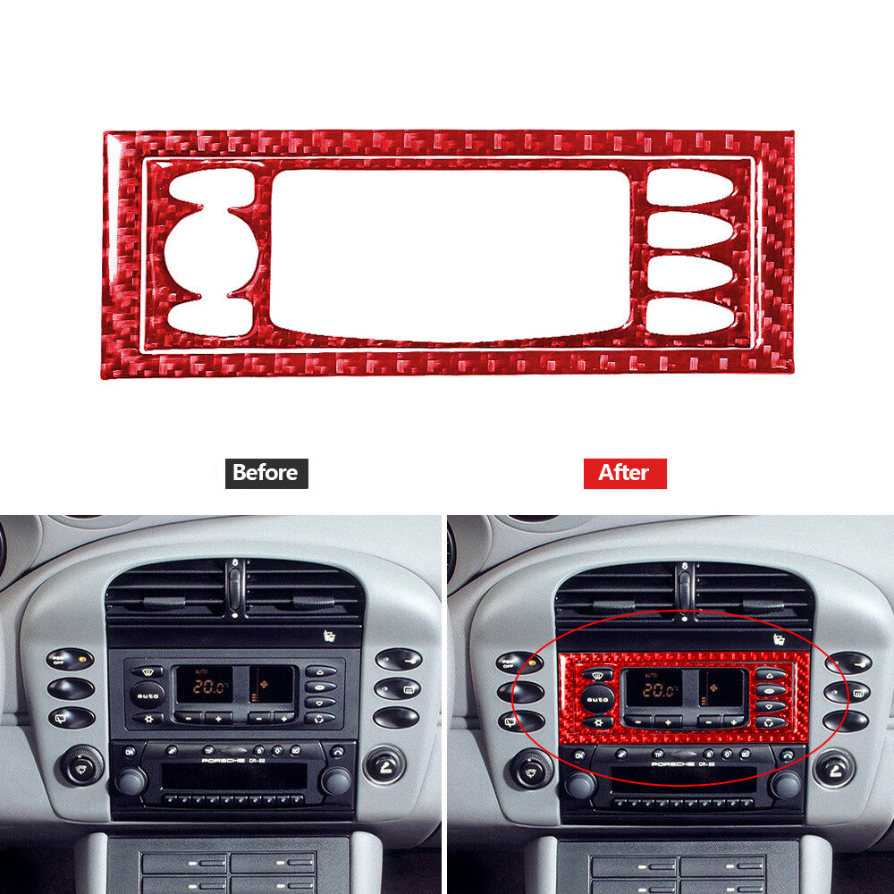 Red Carbon Fiber A/C Decorative Cover Trim for Porsche Boxster 996 1998-2004