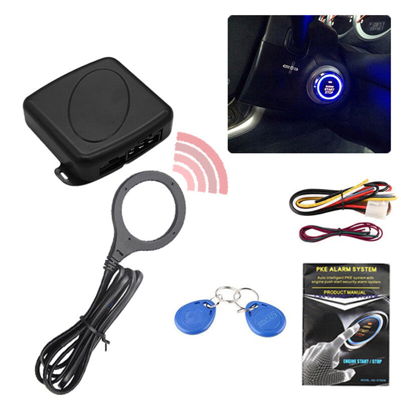 12V Car Engine Start Button Ignition Keyless Entry Anti-theft Alarm - n