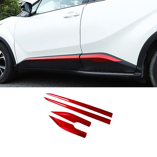 Side Door Body Guard Molding Strip 4X for Toyota C-HR CHR 2018-2022 Bright Red