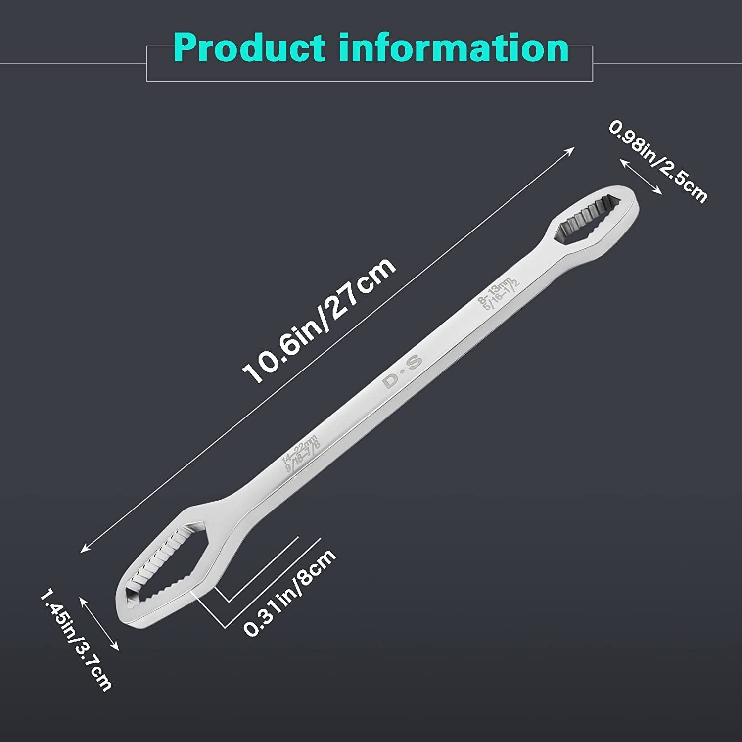 Double-Ended 5/16-7/8 Inch Multifunctional Universal Self-Tightening Wrench