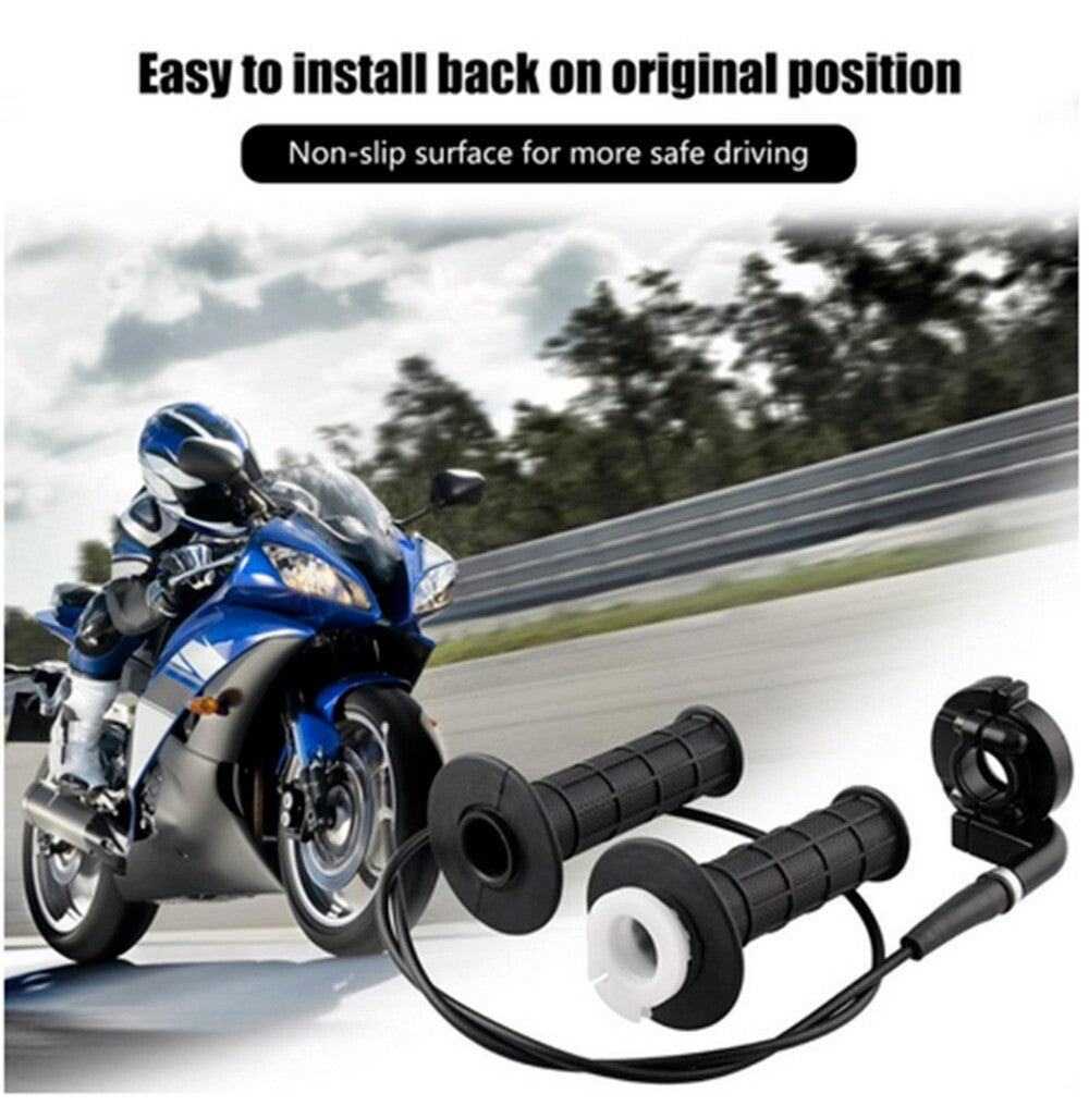 7/8in Motorcycle Left Right Handle Throttle Clamp Hand Grips Cable Set Universal n