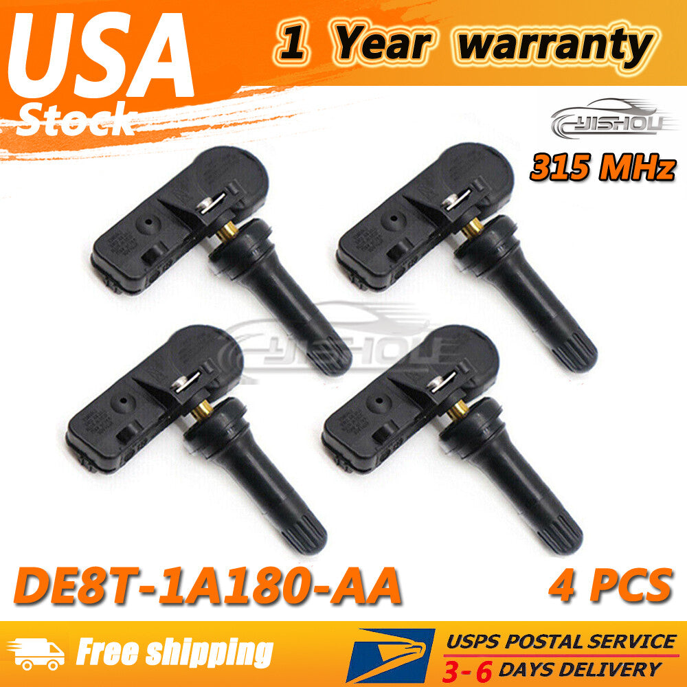 4-pack of new Tire Pressure Sensors (TPMS) for Ford Motorcraft 315MHz DE8T-1A180-AA