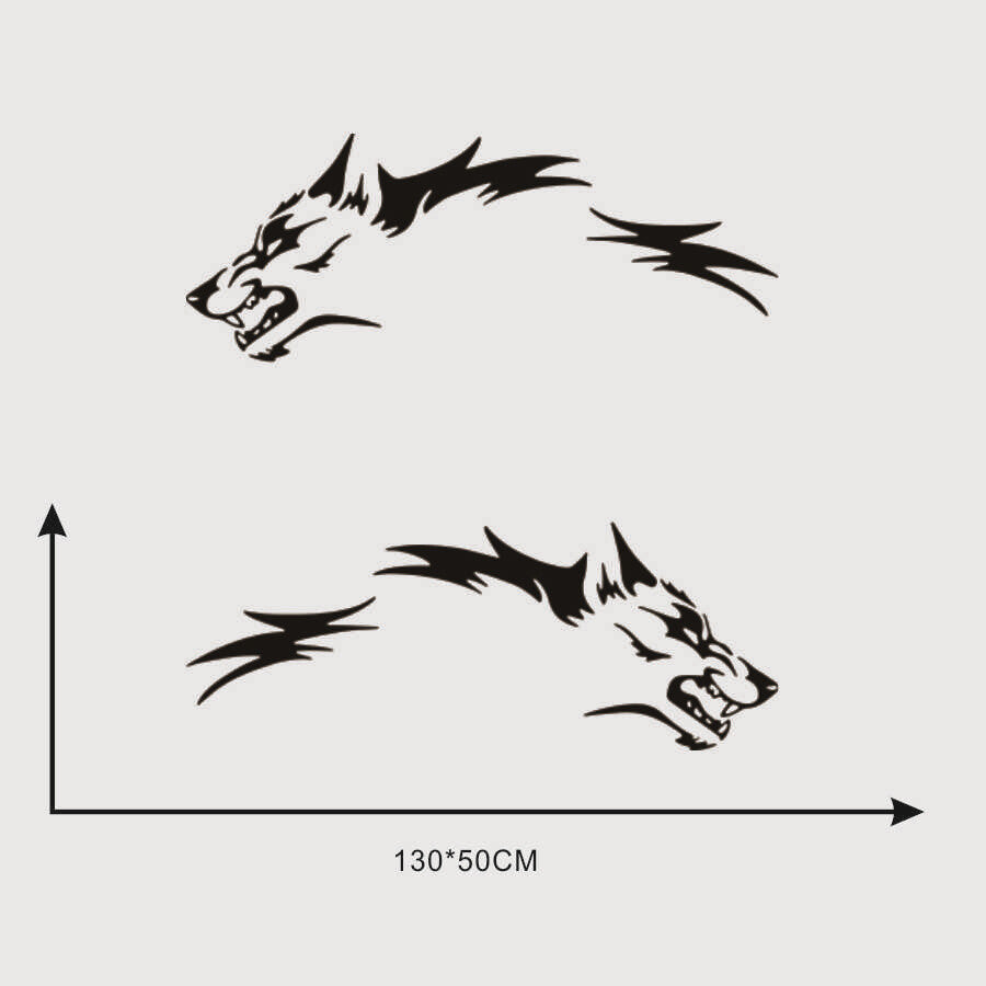 2PCS Black Car Stickers Running Wolf Vinyl Decals Door Side Pickup Vehicle Truck Q