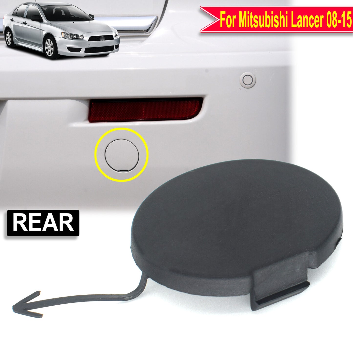 Car Tow Hook Cover Unprimed Rear Bumper Eye Cap for Mitsubishi Lancer 2008-15 Q