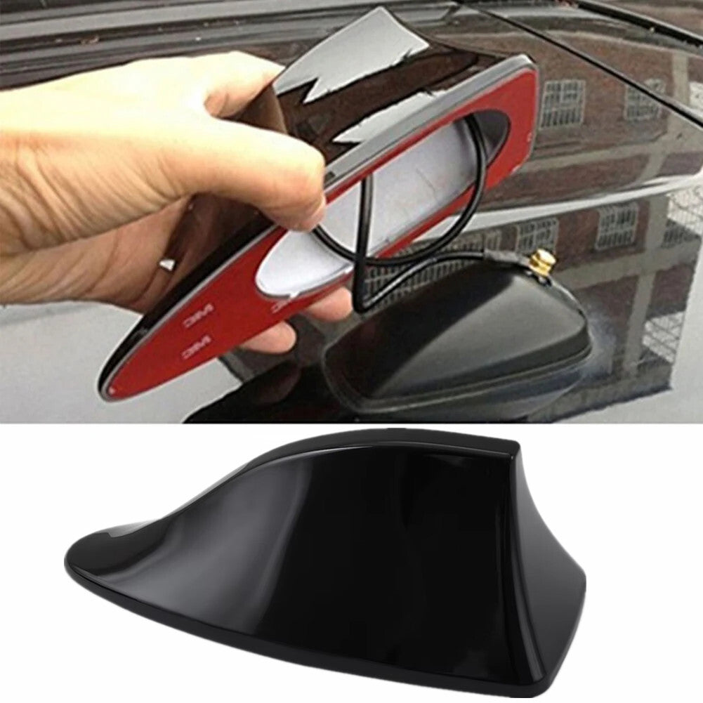 Black Car Radio Roof Top Mount Shark Fin Aerial Antenna Toppers Antenna Cover