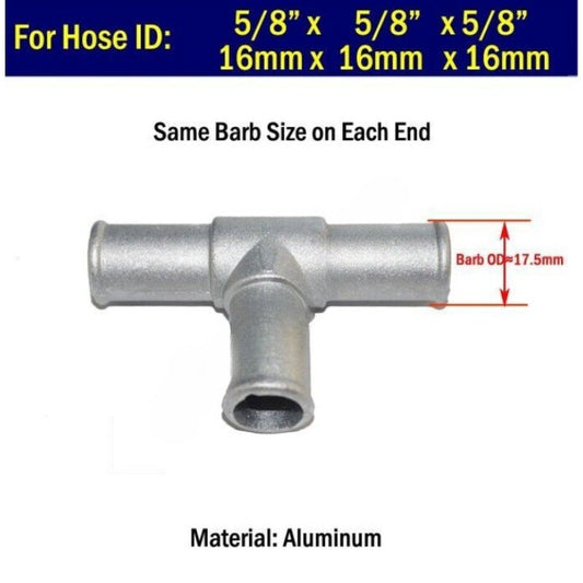 Aluminum Tee Coolant Heater Hose 5/8 x 5/8 x 5/8 in 16mm Fitting Water Pipe GL8 Q