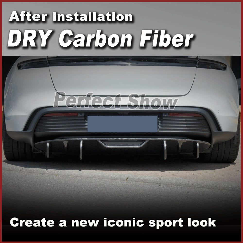 for Porsche Taycan 9J1 Sedan 2019-2021 Dry Carbon Fiber Rear Bumper Diffuser Lip