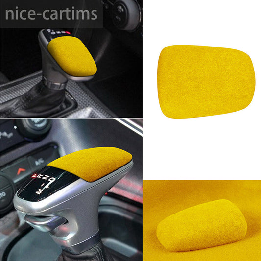 Suede Yellow Inner Gear Shift Knob Cover for Dodge for Challenger / Charger 2015-23