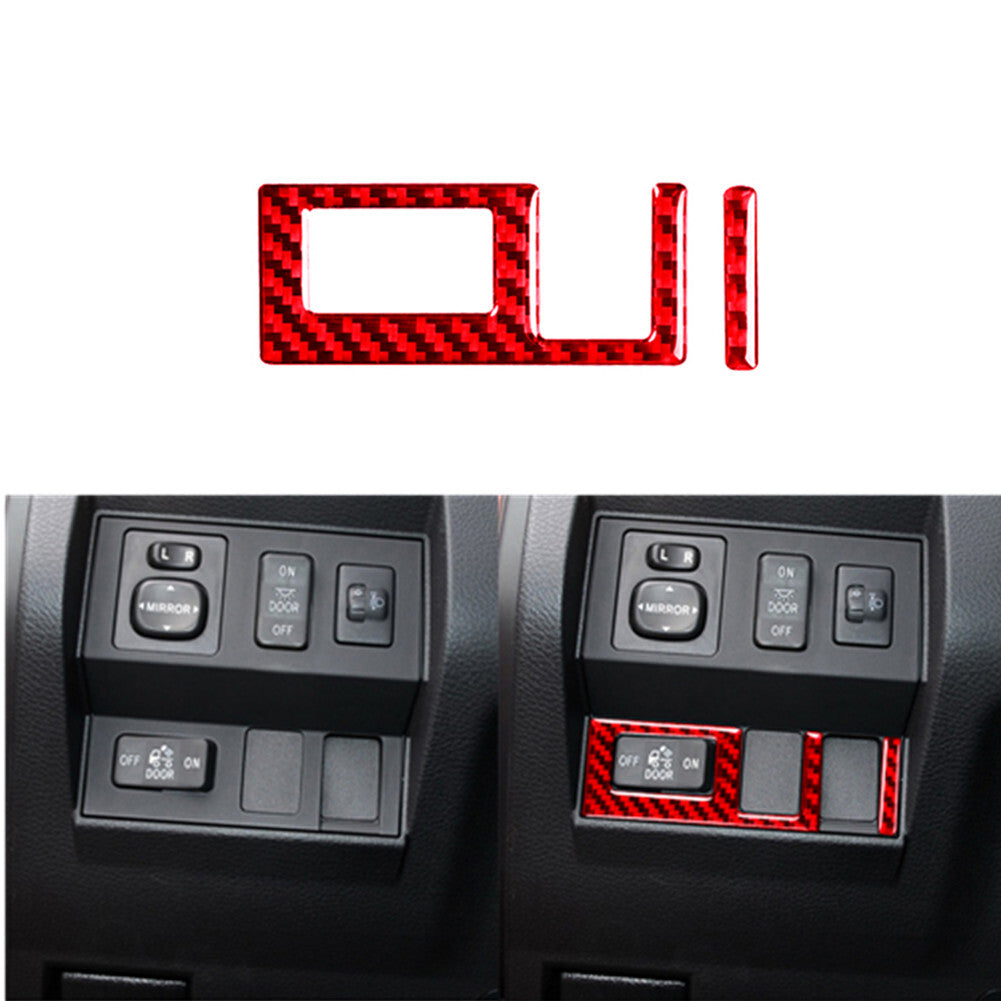 Red Carbon Fiber Headlight Switch Circle Cover Trim for Toyota Tundra 2014-2018