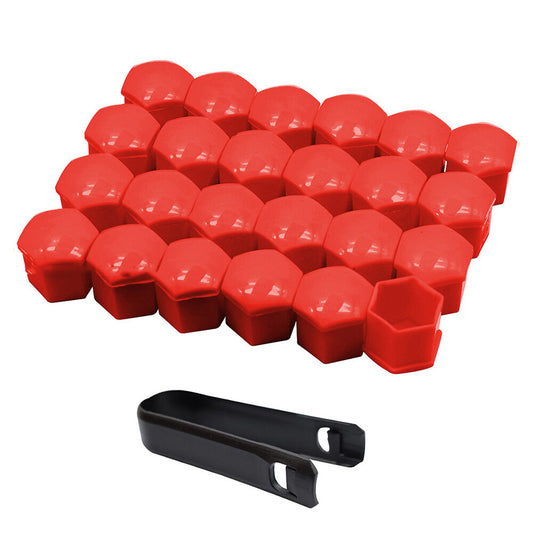 24-piece pack of 21mm red car wheel lug nuts caps, car wheel nut caps, bolts, rim accessories - n