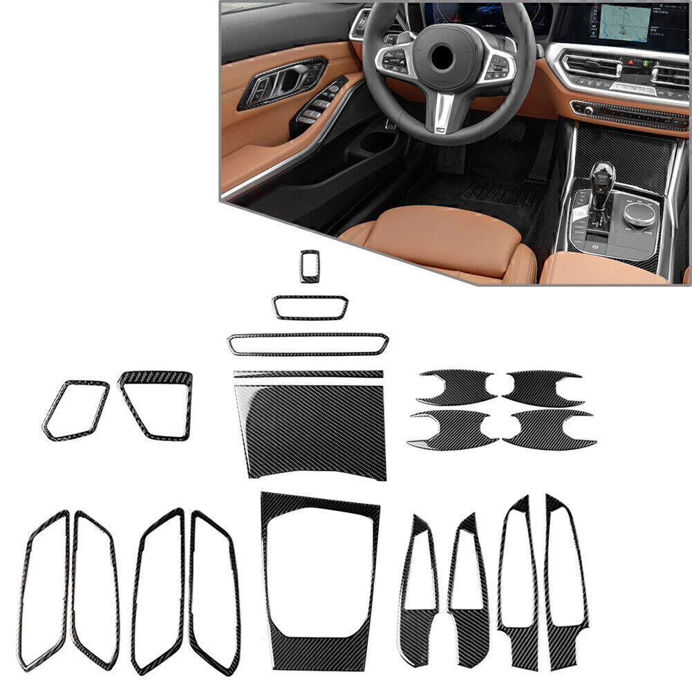 20x Carbon Fiber Full Set Interior Decoration Cover for BMW 3 Series G20 2019-20