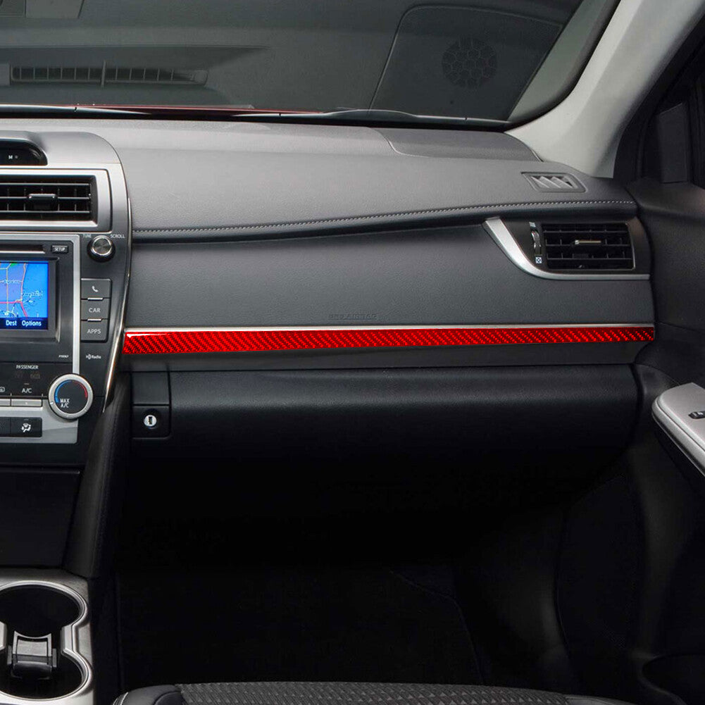 for Toyota for Camry 2012-2014 Carbon Fiber for Co -pilot Dashboard Panel Trim Cover Red