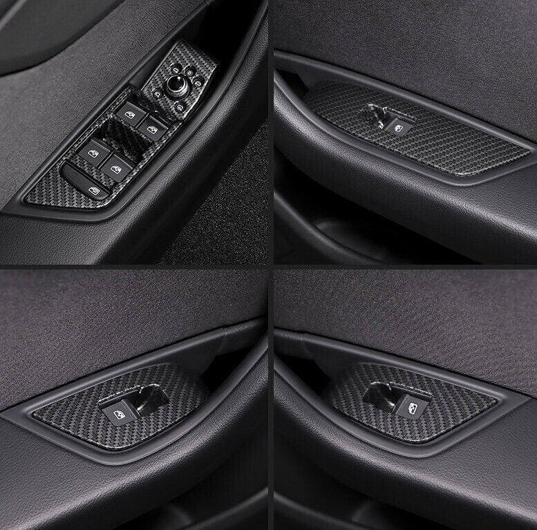for Audi A4 A5 2017-2024 ABS Carbon Fiber Window Lift Panel Switch Cover Trim 4P