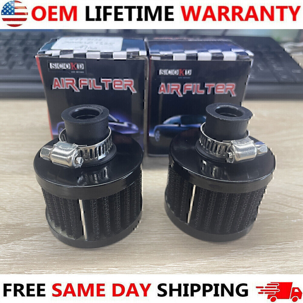 2Pcs 12mm Cold Air Intake Filter Turbo Vent Crankcase Car Breather Valve Cover!