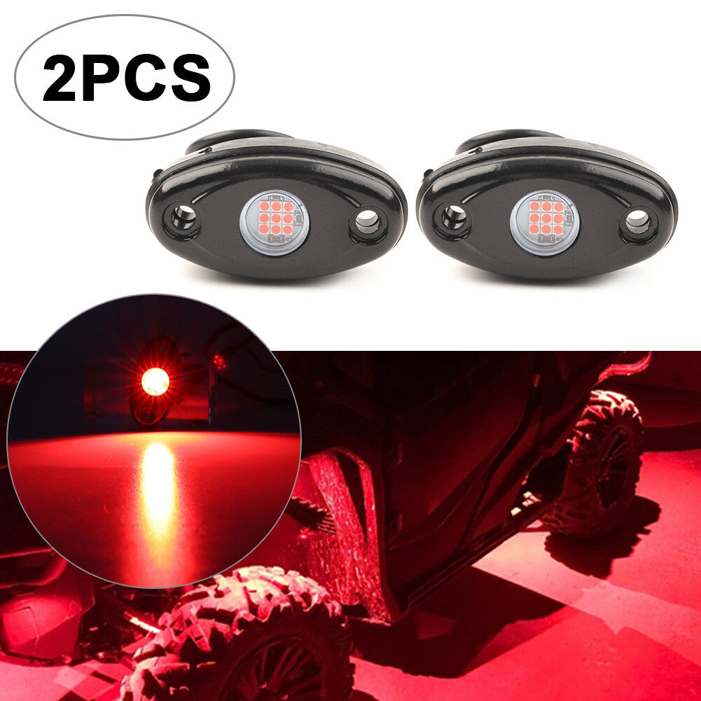 2PCS SUV Rock Light Red 9W High Power LED Pickup Under Body Trail Rig Lamp Car