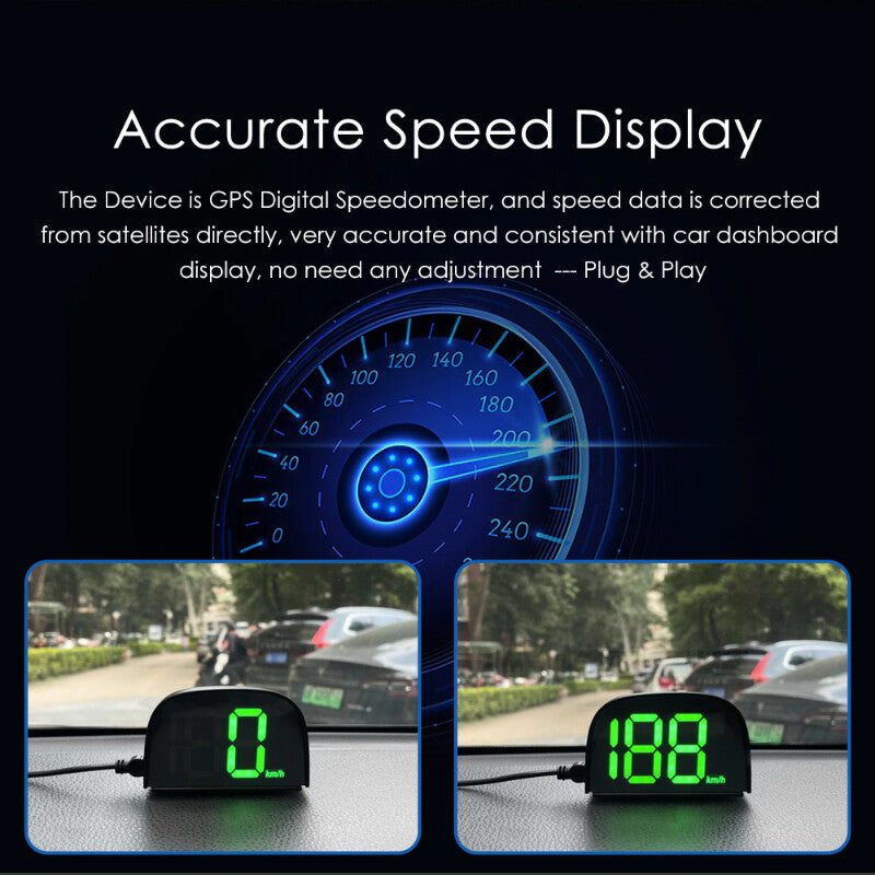 2.5 Durable Car HUD Head Up Display KM/h Speed Limit Warning GPS Speedometer x1 v