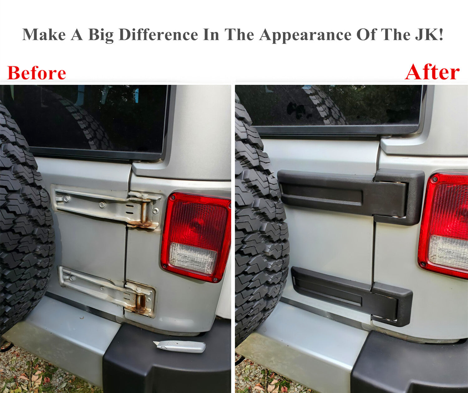 Black Tailgate Hinge Cover for 2007-2017 for Jeep for Wrangler JK & Unlimited