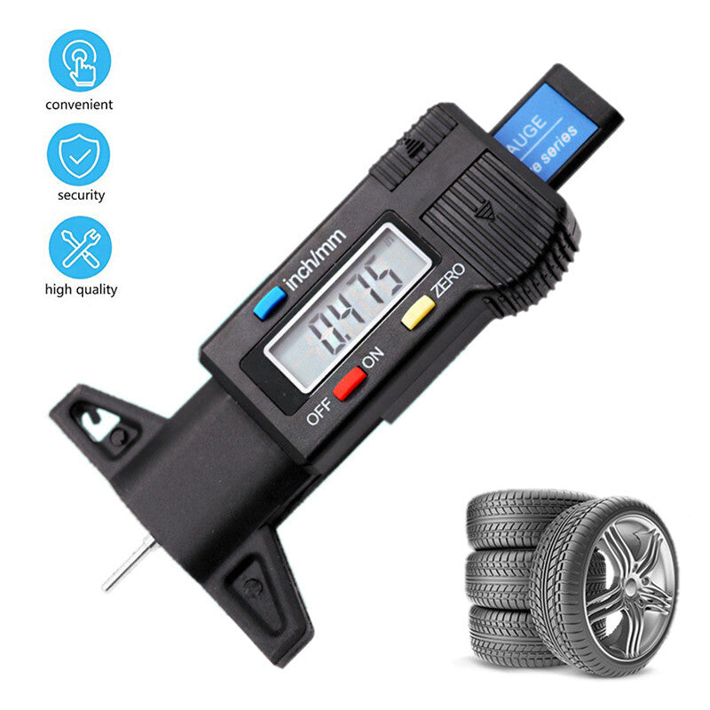 Car LCD Digital Tyre Tire Tread Depth Tester Gauge 0-25.4mm Meter Measurer Tool