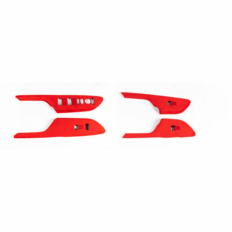 Glass Window Lifting Lock Panel Trim for Honda for Civic 16-2021 Red Alcantara Suede