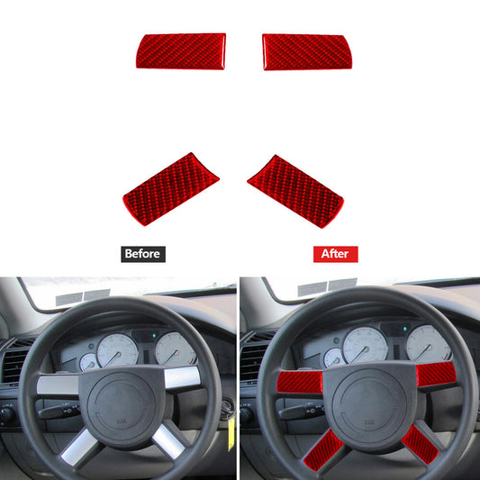 for Audi A4 17-19 Red Carbon Fiber Center Control Volume Button Frame Cover Trim v