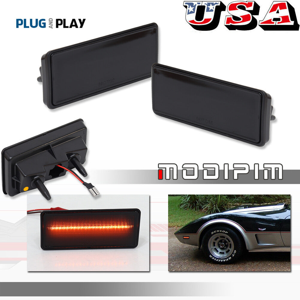 Smoked amber LED front marker light suitable for C3 for Corvette 1974-1979 LH+right grip- v