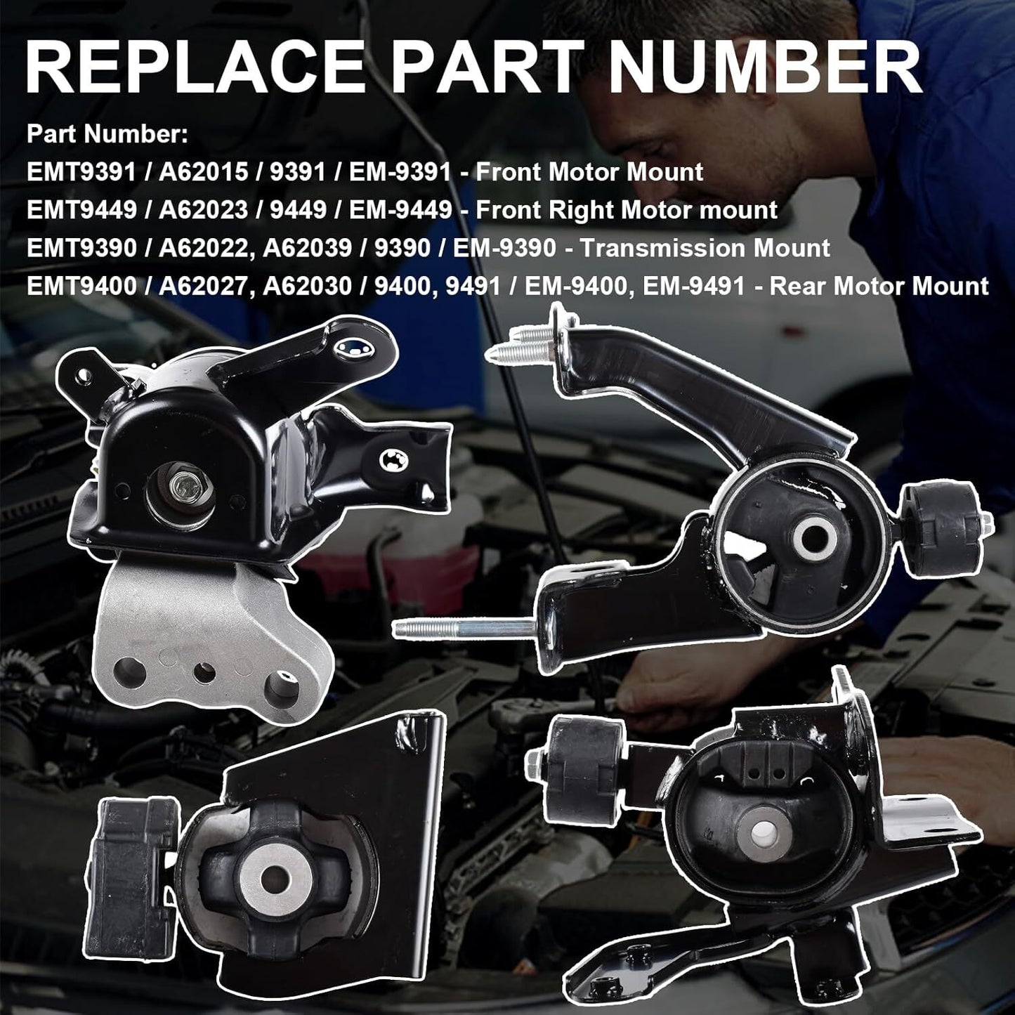Engine Motor Trans Mount Set For 2009-2010 for Pontiac Vibe 1.8L FWD A62015 A62023