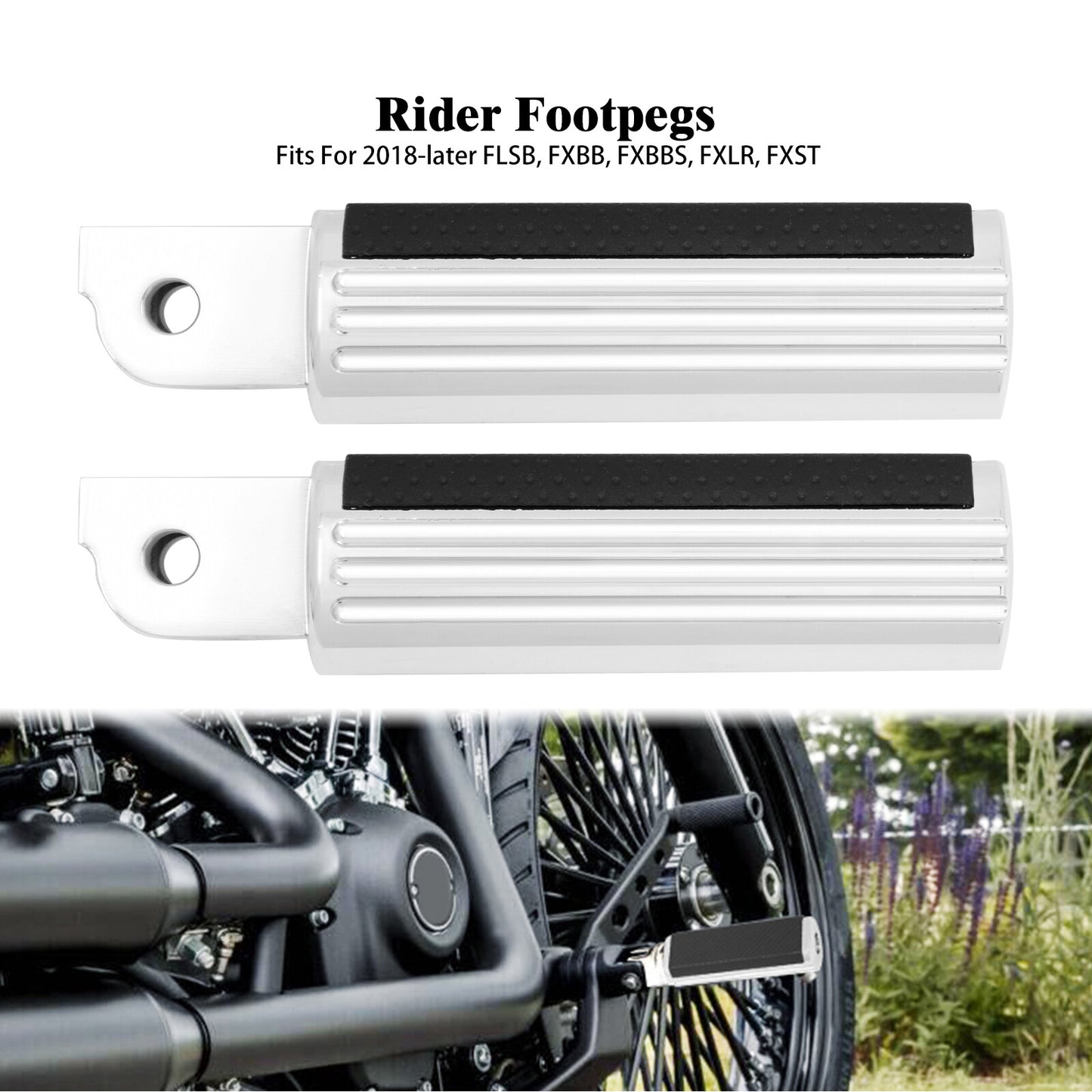 Non-Slip Defiance Front Rider Footpegs Footrests Fit for Harley Softail 2018-23