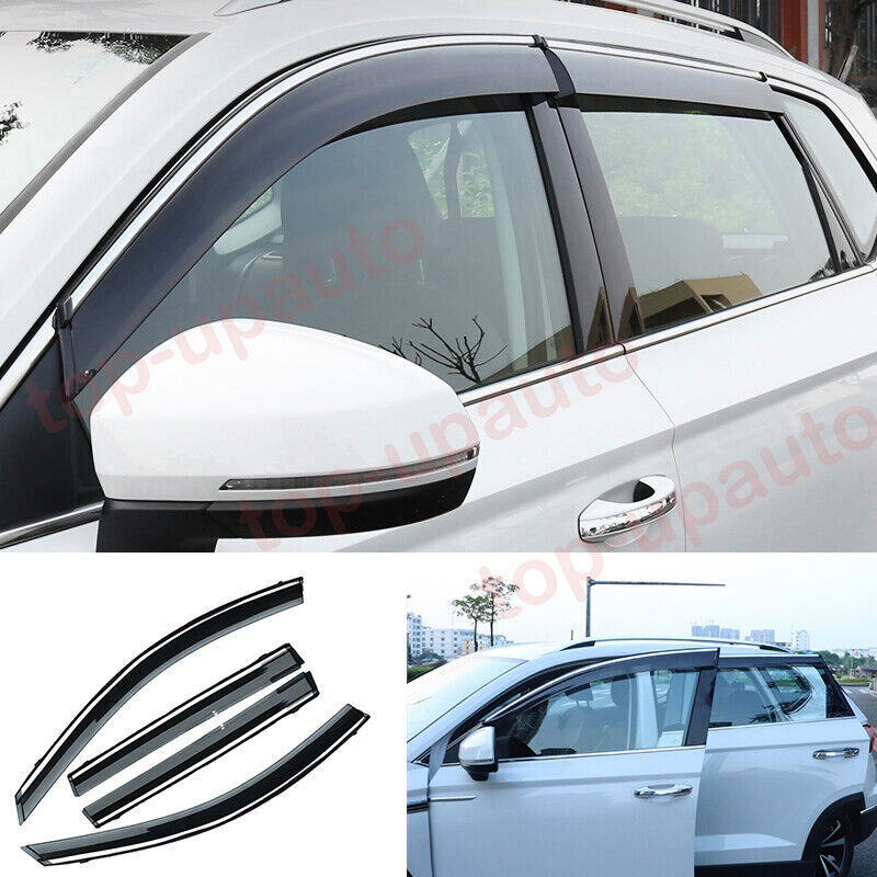 for Volkswagen Taos 2021-2024 Window Visors Sun Rain Guard Deflectors W/Chrome