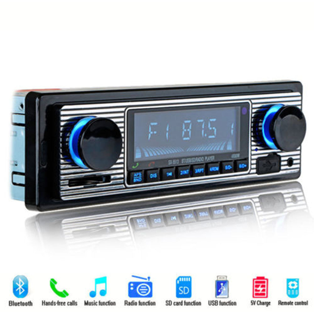 Bluetooth Car Radio Player Stereo Audio In-Dash FM AUX Input Receiver USB SD MP3